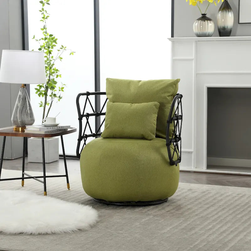 Fauteuil d'appoint pivotant rembourré pour salon