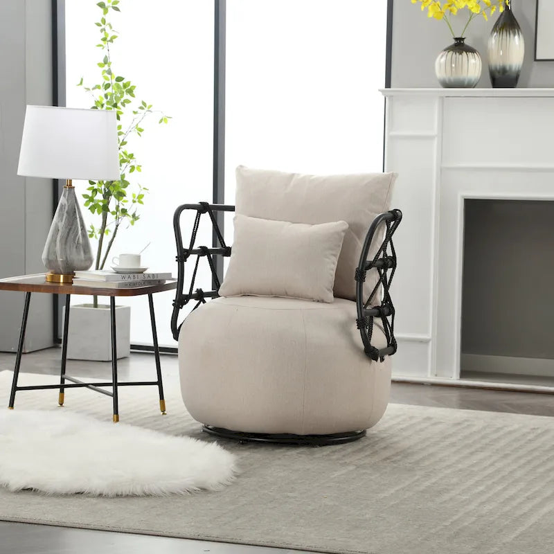 Fauteuil d'appoint pivotant rembourré pour salon