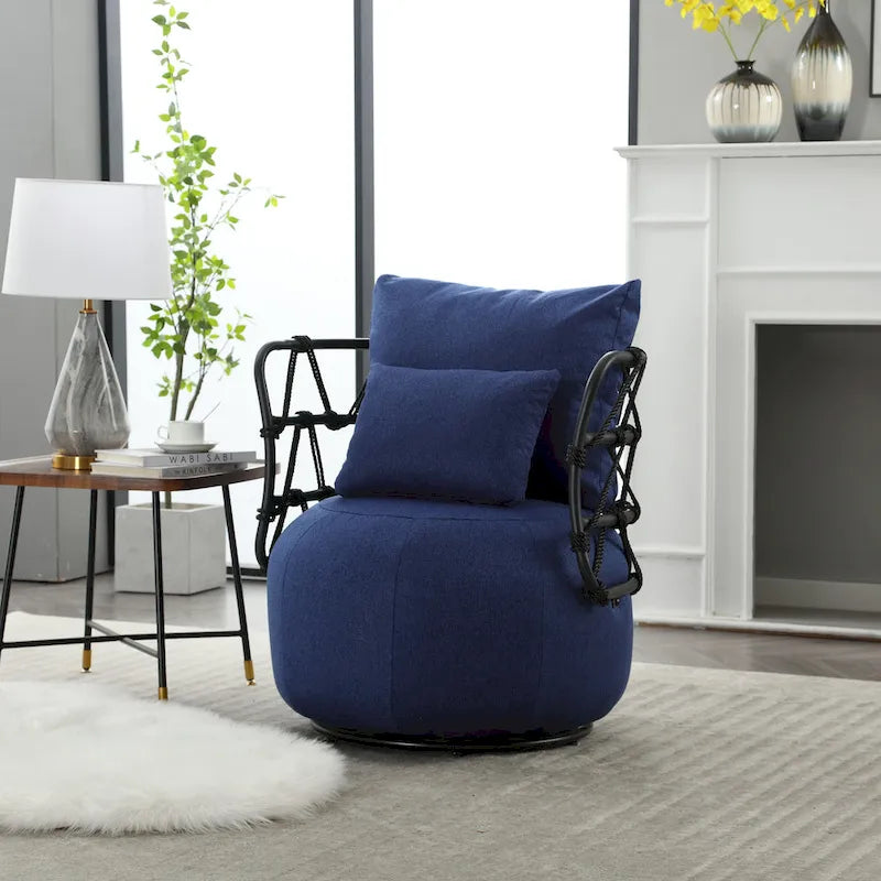 Fauteuil d'appoint pivotant rembourré pour salon