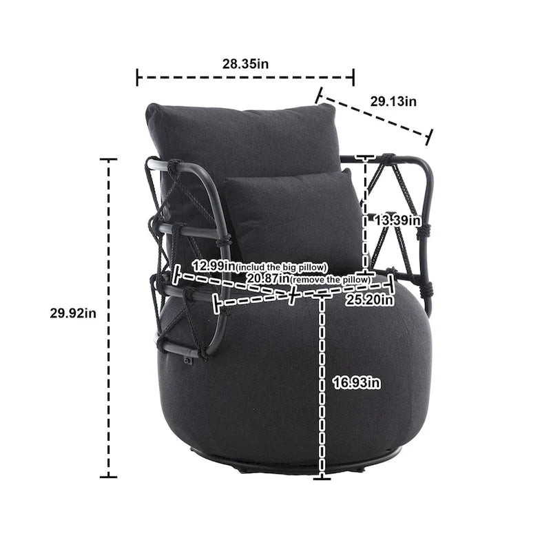 Fauteuil d'appoint pivotant rembourré pour salon