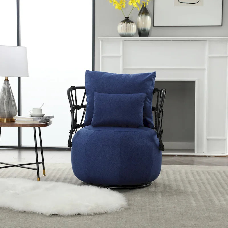Fauteuil d'appoint pivotant rembourré pour salon