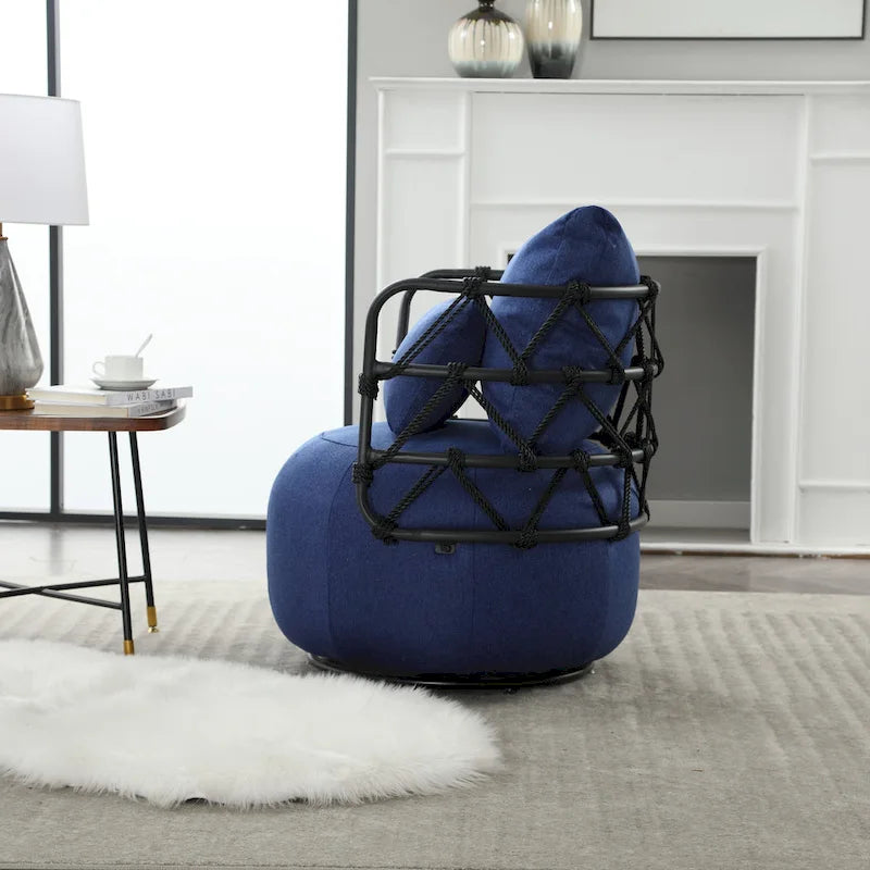 Fauteuil d'appoint pivotant rembourré pour salon