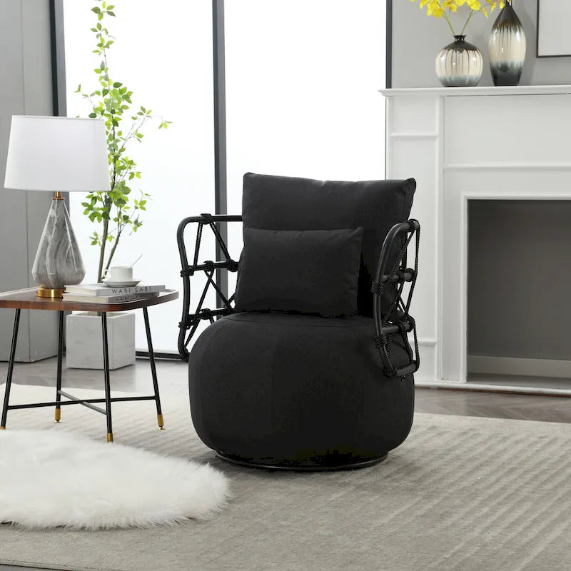 Fauteuil d'appoint pivotant rembourré pour salon