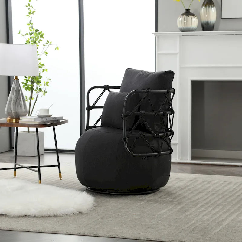 Fauteuil d'appoint pivotant rembourré pour salon