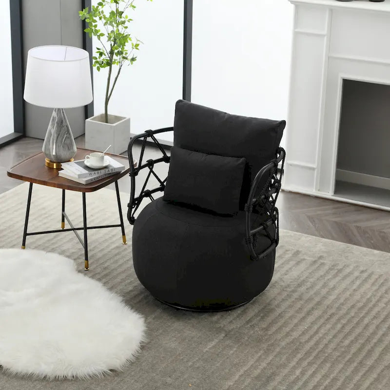 Fauteuil d'appoint pivotant rembourré pour salon