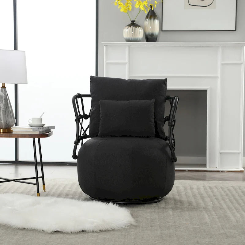 Fauteuil d'appoint pivotant rembourré pour salon