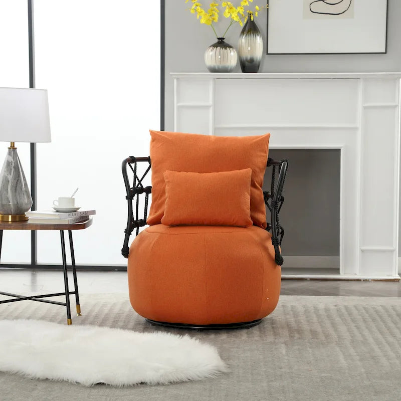 Fauteuil d'appoint pivotant rembourré pour salon