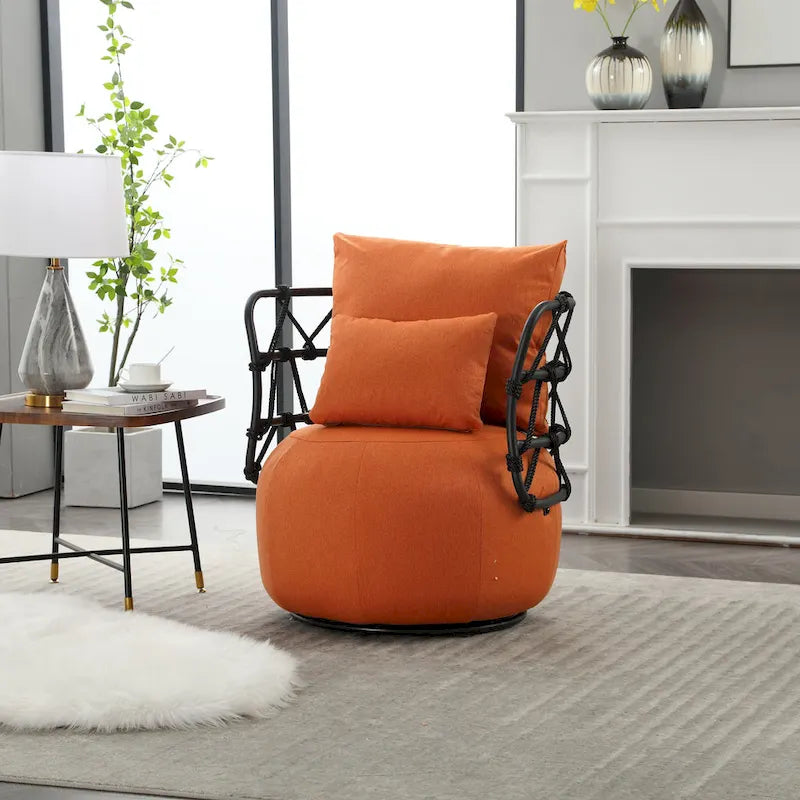 Fauteuil d'appoint pivotant rembourré pour salon