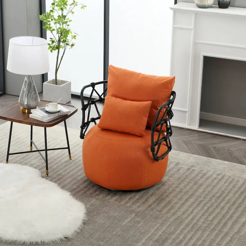 Fauteuil d'appoint pivotant rembourré pour salon