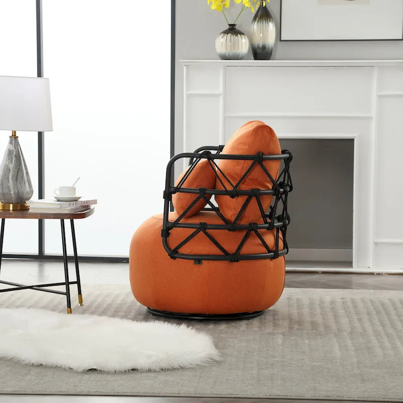 Fauteuil d'appoint pivotant rembourré pour salon