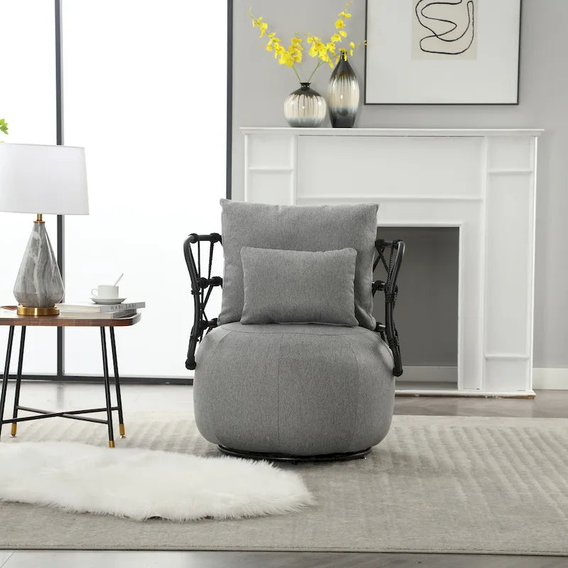 Fauteuil d'appoint pivotant rembourré pour salon