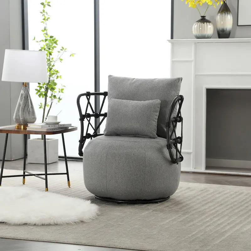 Fauteuil d'appoint pivotant rembourré pour salon