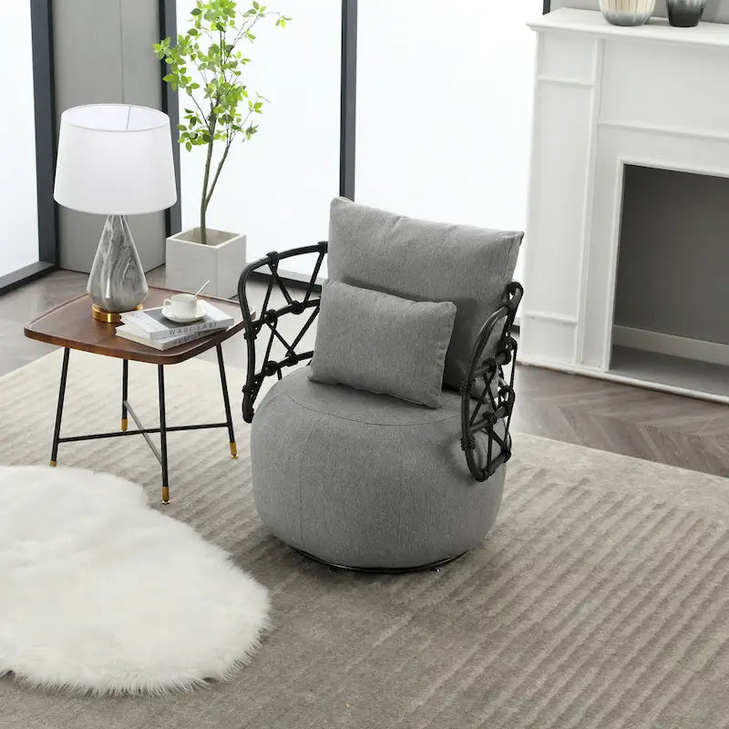 Fauteuil d'appoint pivotant rembourré pour salon