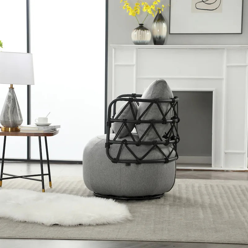 Fauteuil d'appoint pivotant rembourré pour salon