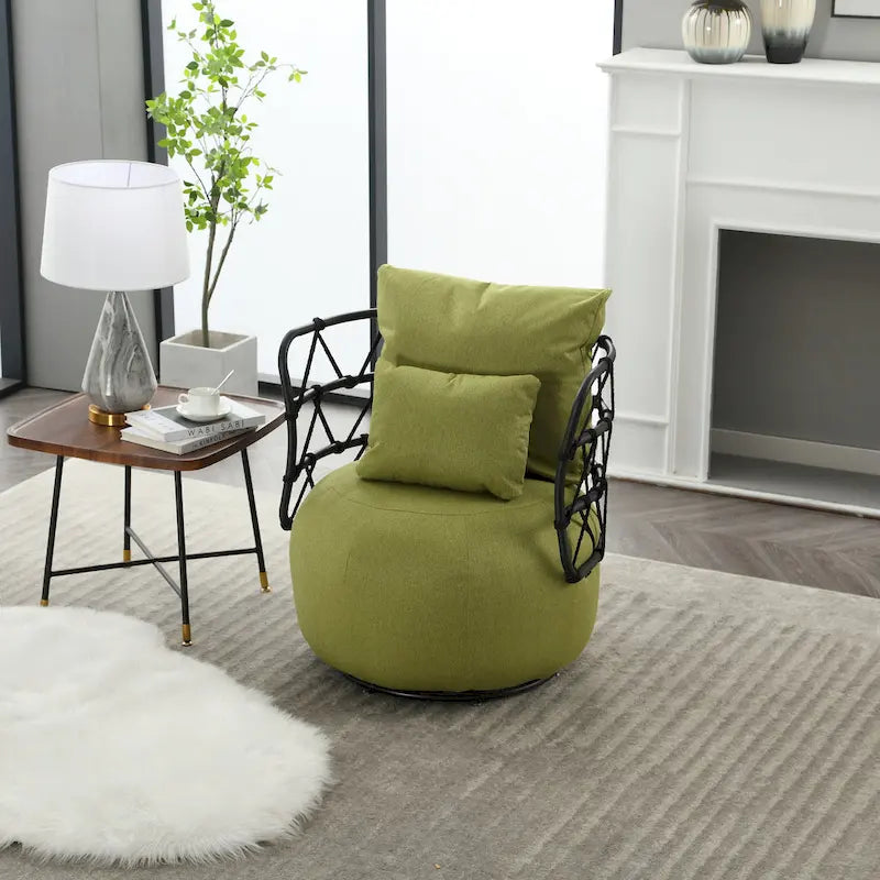 Fauteuil d'appoint pivotant rembourré pour salon