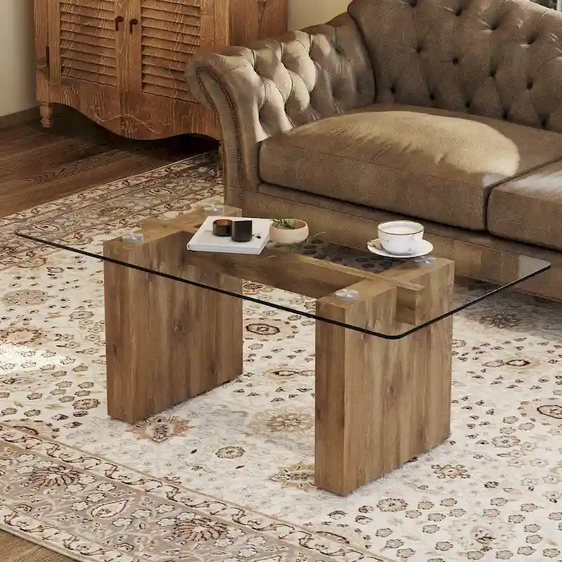 Table basse en verre trempé simple et transparent