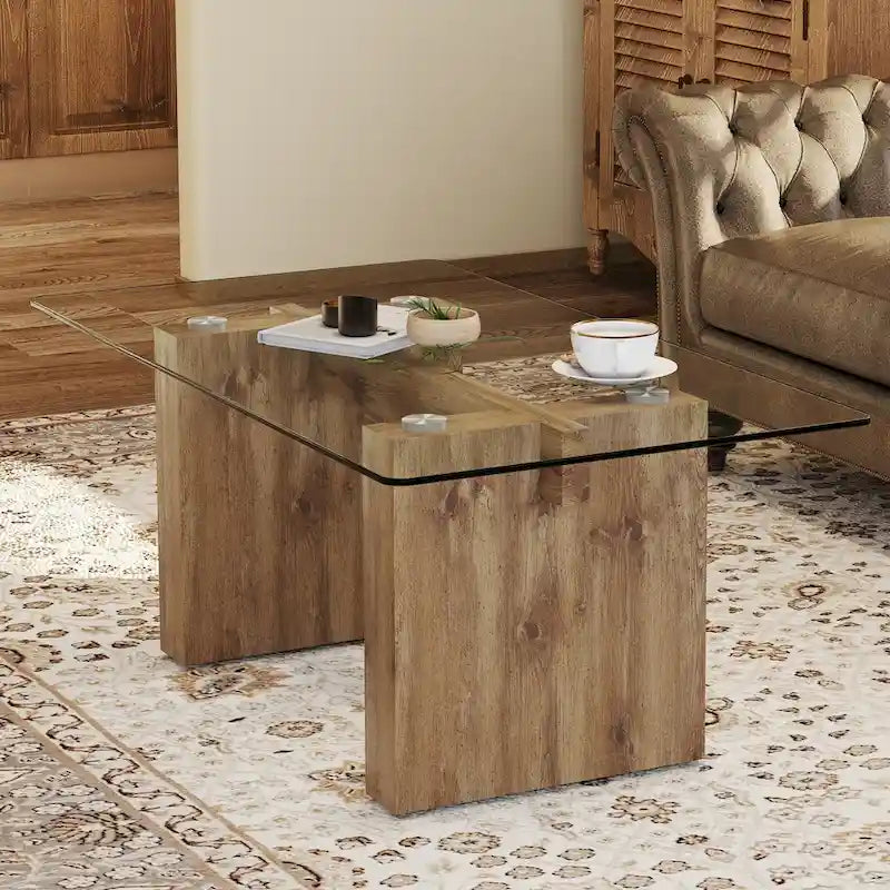 Table basse en verre trempé simple et transparent