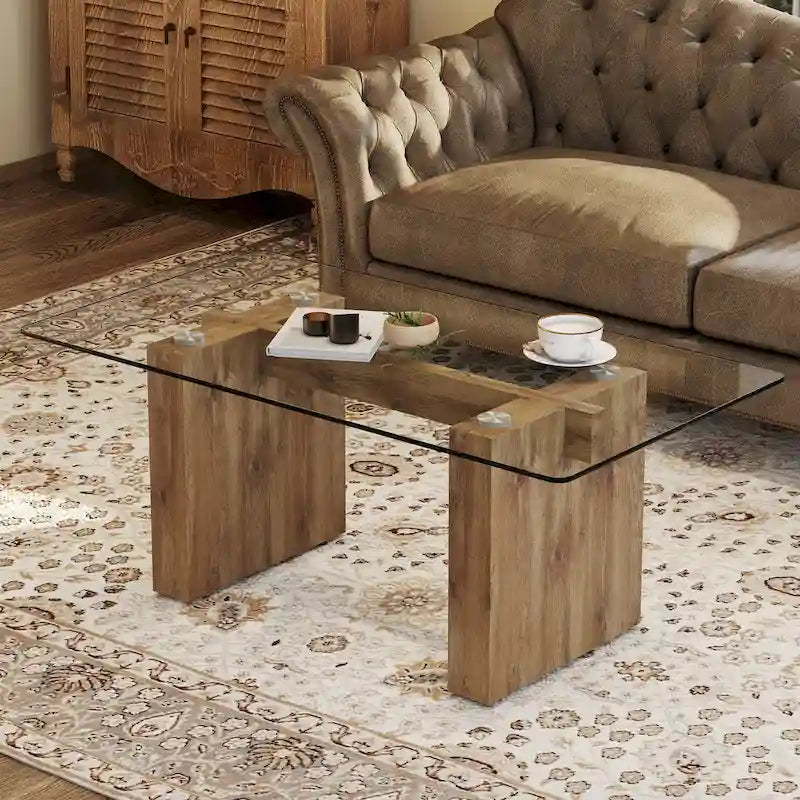 Table basse en verre trempé simple et transparent