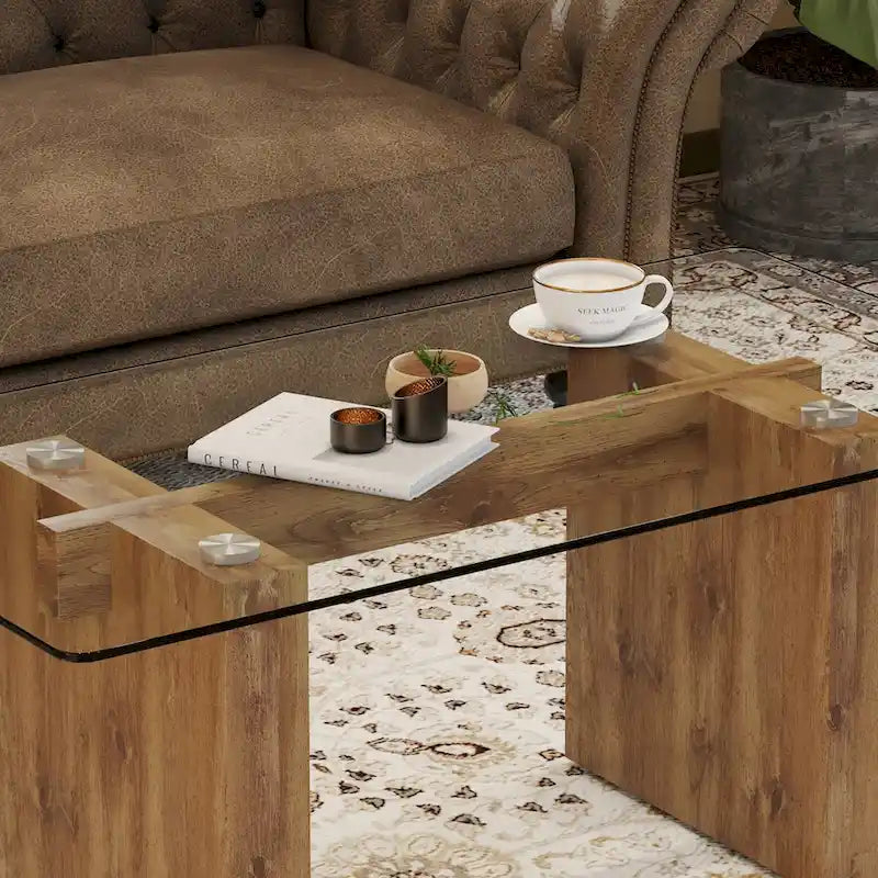 Table basse en verre trempé simple et transparent