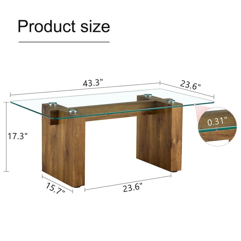 Table basse en verre trempé simple et transparent
