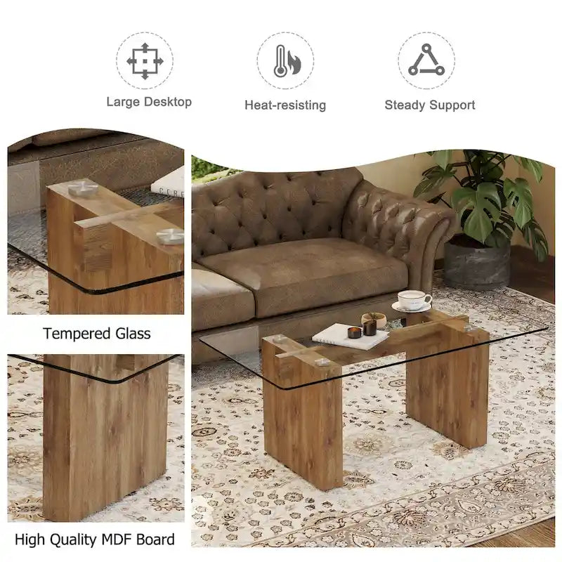 Table basse en verre trempé simple et transparent