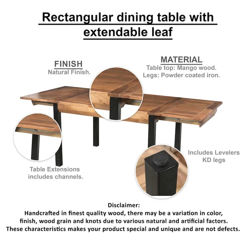 Table à manger rectangulaire extensible