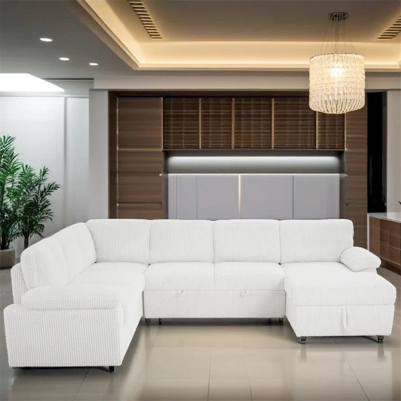 Canapé de rangement modulaire en velours côtelé très grand format
