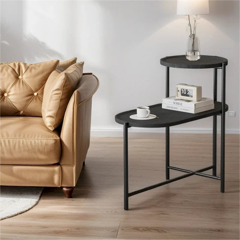Table d'appoint ronde moderne à double plateau