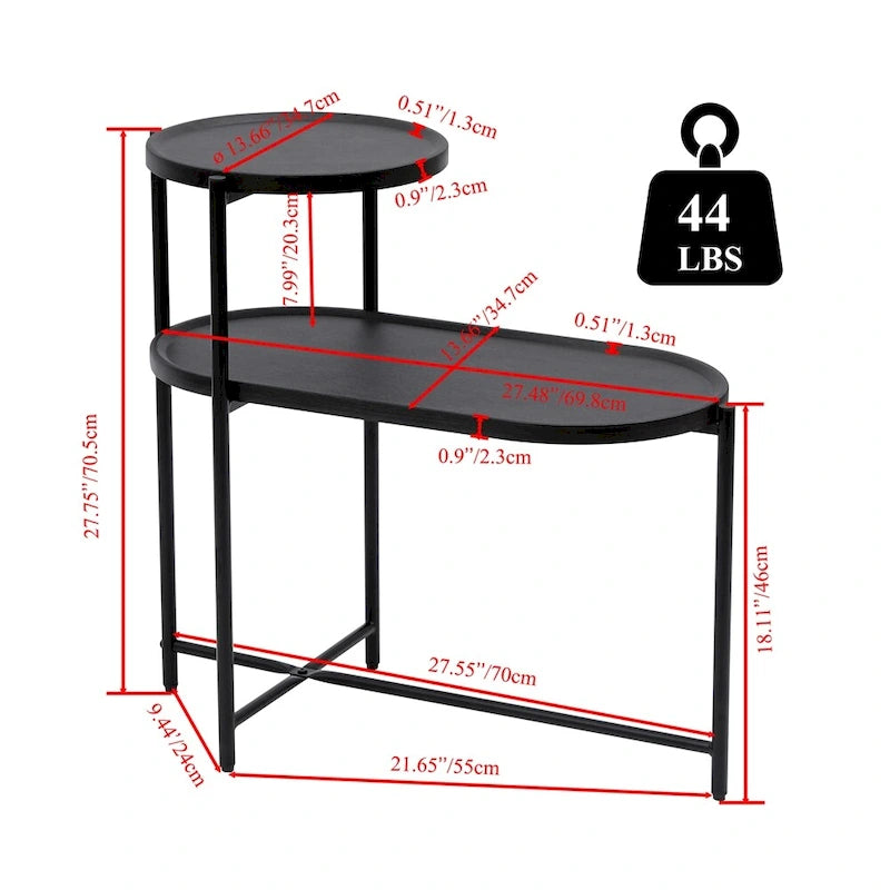 Table d'appoint ronde moderne à double plateau