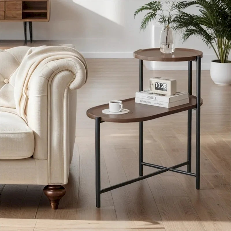 Table d'appoint ronde moderne à double plateau