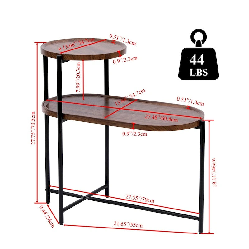 Table d'appoint ronde moderne à double plateau