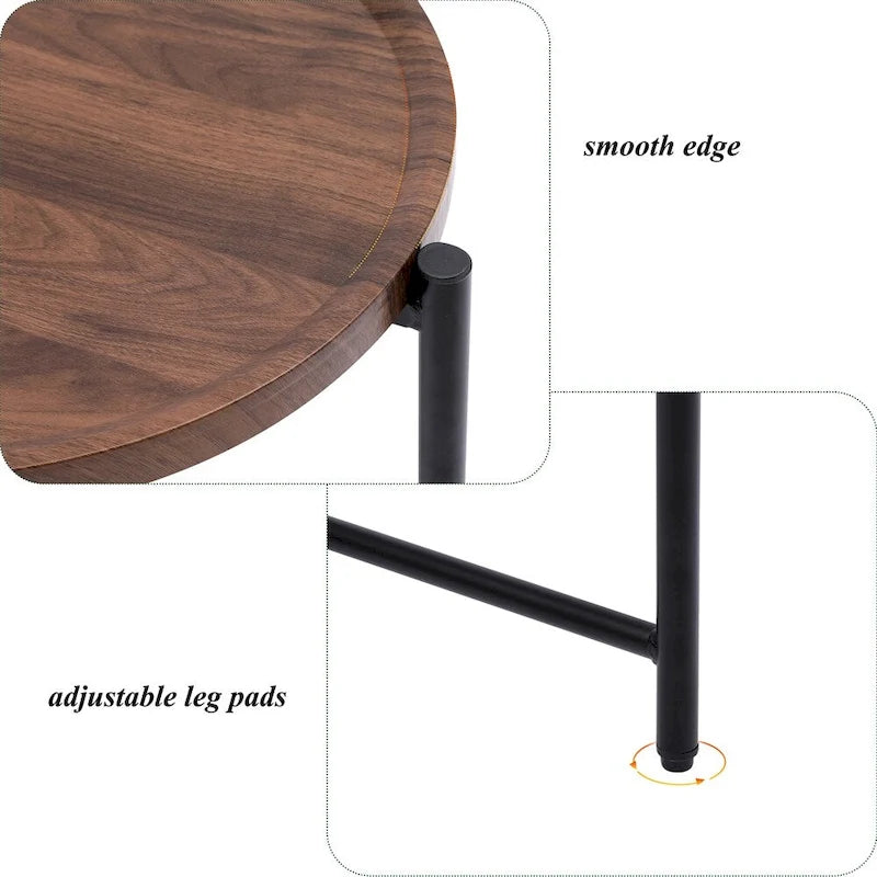 Table d'appoint ronde moderne à double plateau