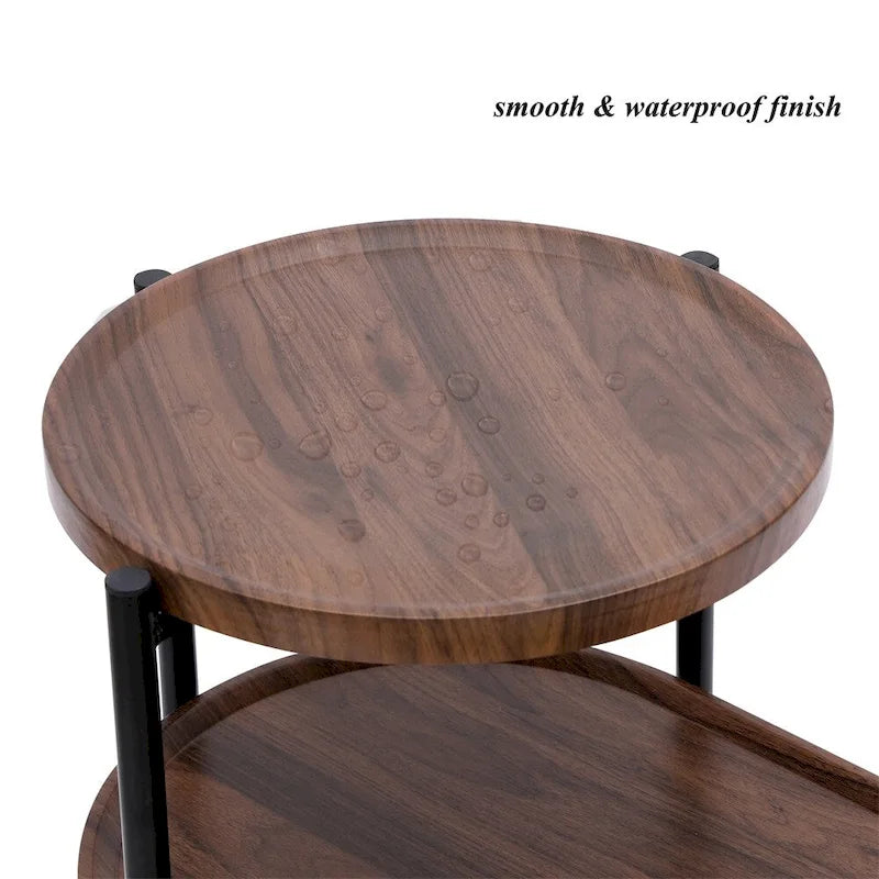 Table d'appoint ronde moderne à double plateau