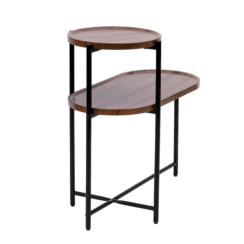 Table d'appoint ronde moderne à double plateau