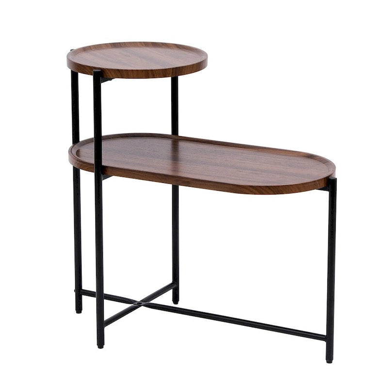 Table d'appoint ronde moderne à double plateau