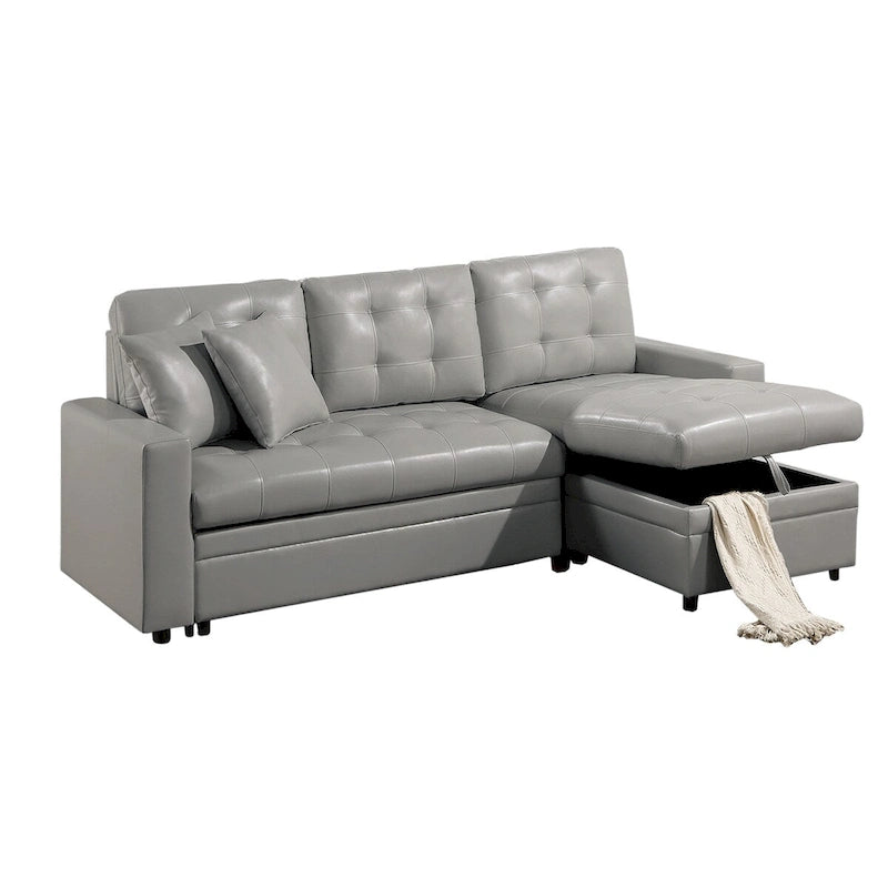 Canapé convertible en similicuir gris clair