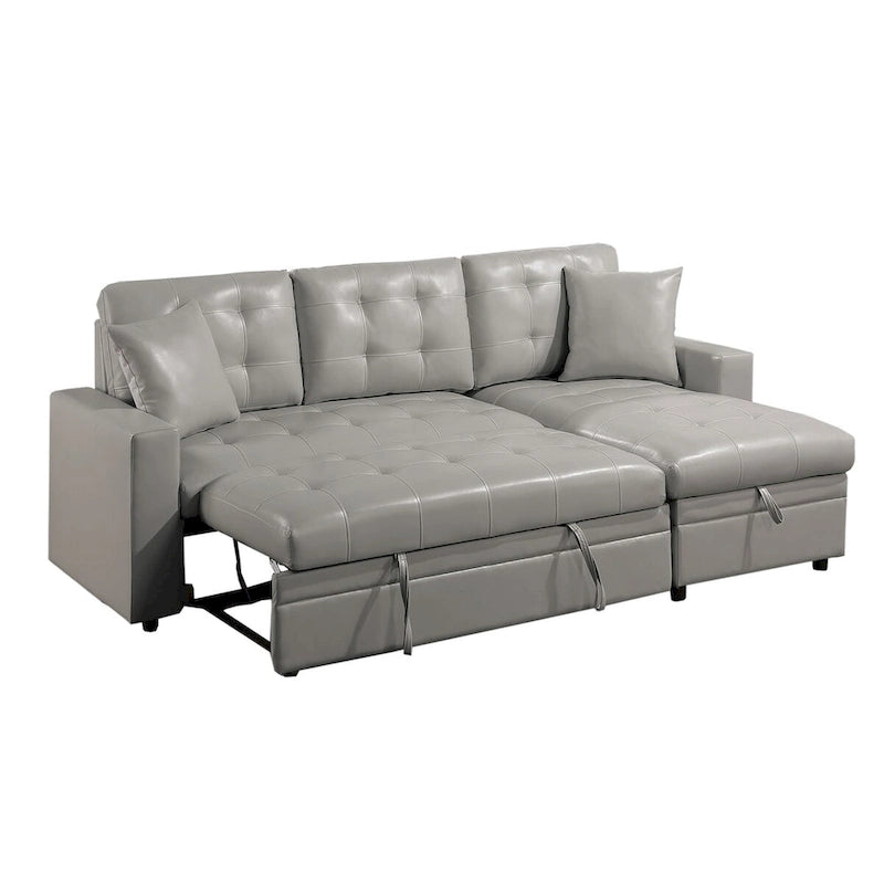 Canapé convertible en similicuir gris clair