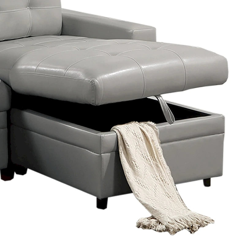 Canapé convertible en similicuir gris clair