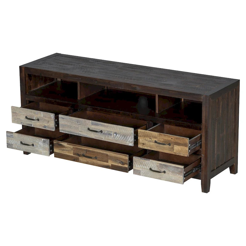 Meuble TV en bois vieilli patiné