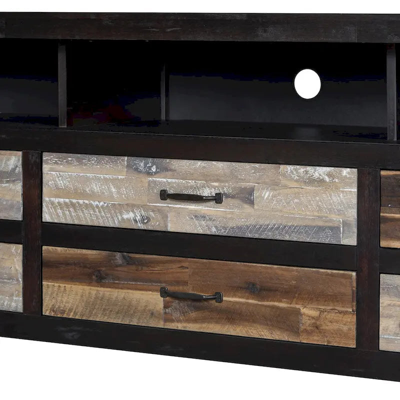 Meuble TV en bois vieilli patiné