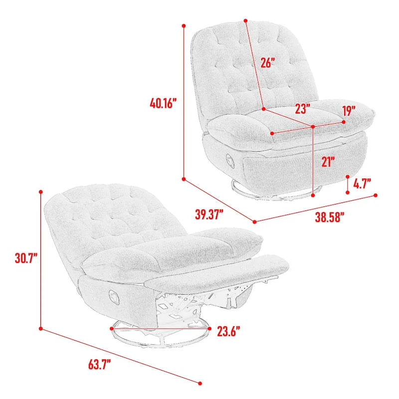 Fauteuil inclinable pivotant à 360 degrés en chenille